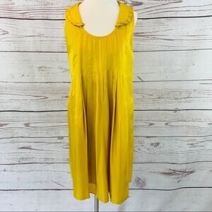 Grace Elements Silk Shift dress yellow gold pleats